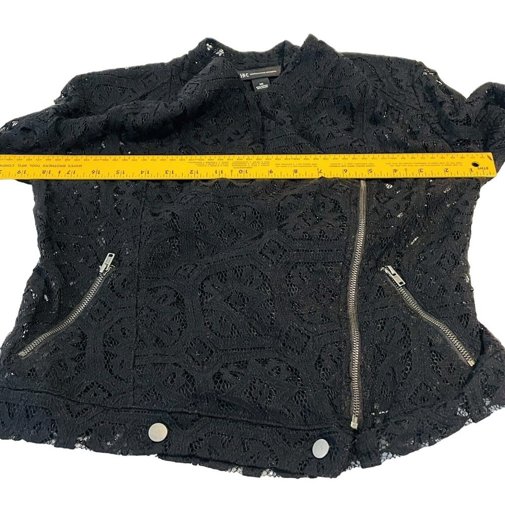 INC International Concepts Women's Deep Black Lace  Jacket  Size X Small Zipper - Picture 12 of 14